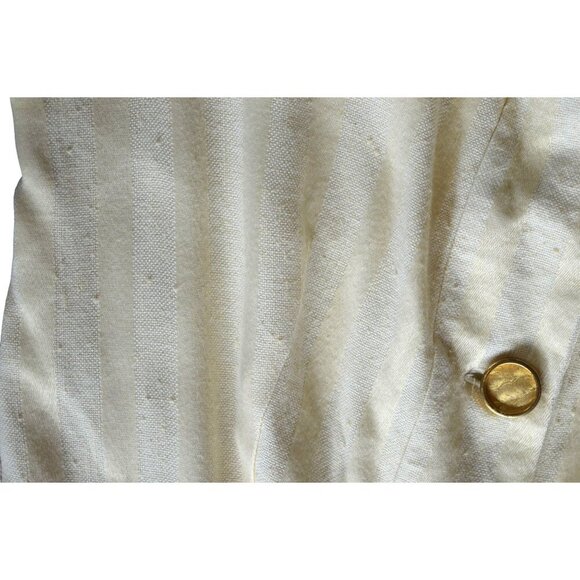 Vintage 70s Handmade Cream Yellow Vertical Striped Button Down Shirt Dress Size - Picture 6 of 8